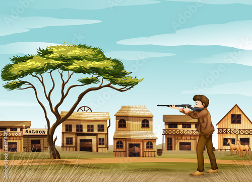 A gunman at the road