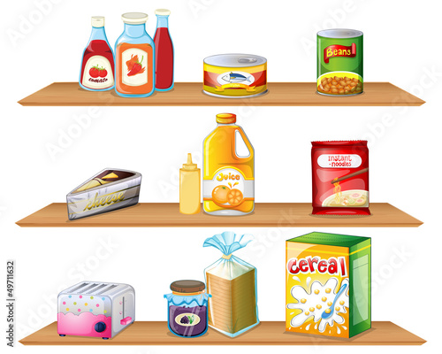 Three wooden shelves