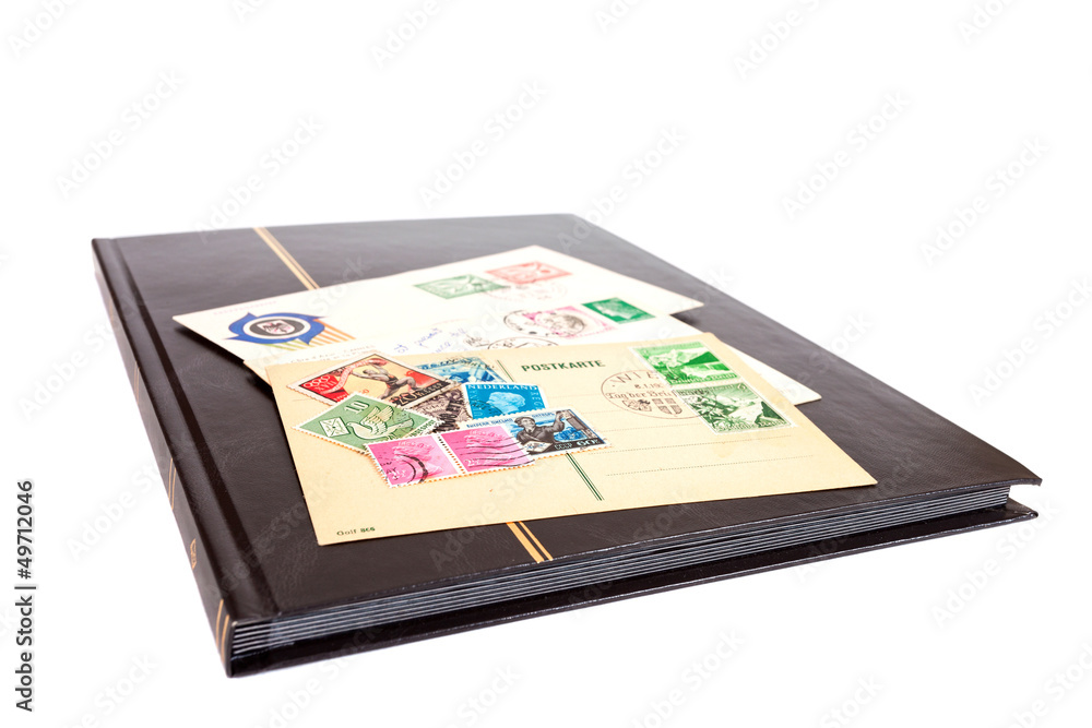 Stamp album isolated on white background Stamp album isolated on white background