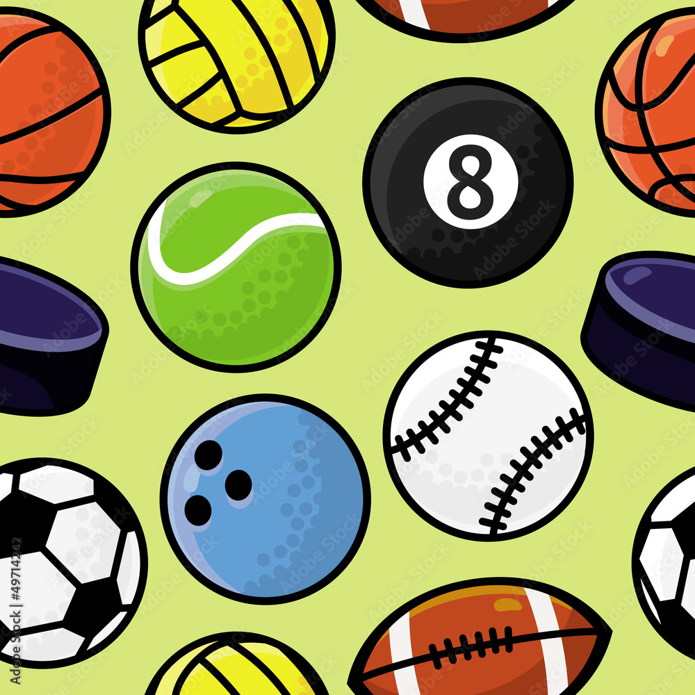 Fototapeta premium Vector seamless pattern with sport balls