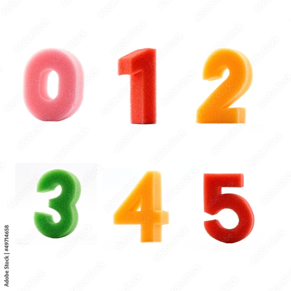 alphabet sponge (number) on white background alphabet sponge (number) on white background