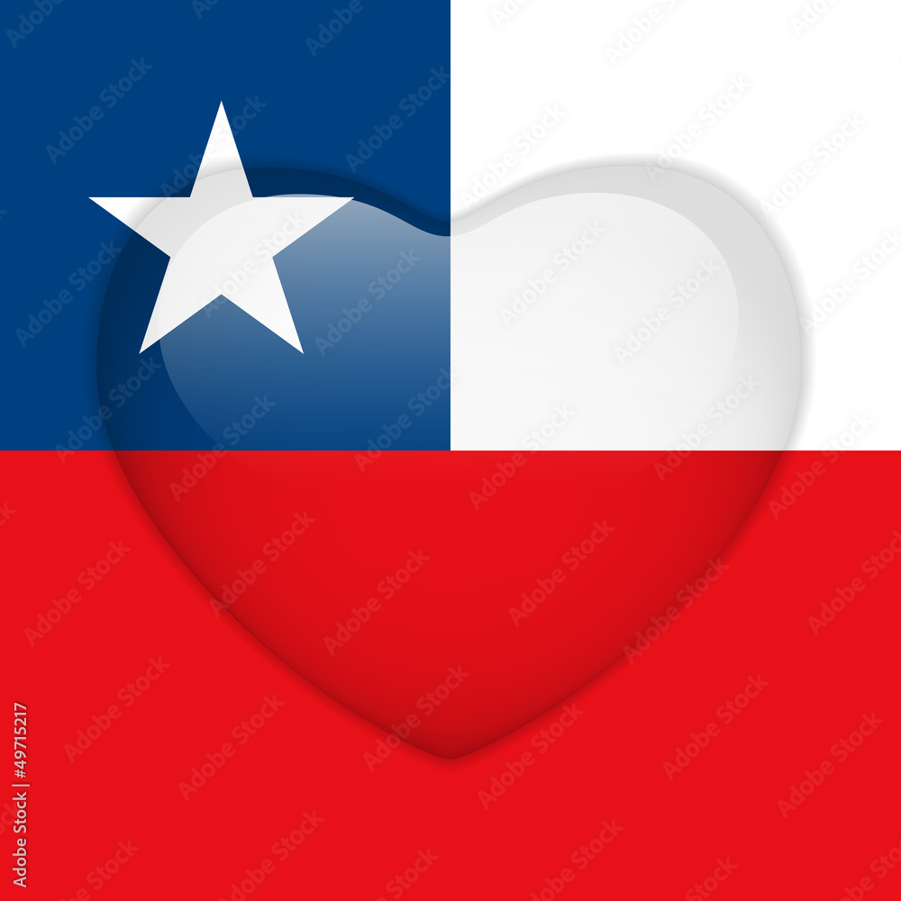 Obraz premium Chile Flag Heart Glossy Button