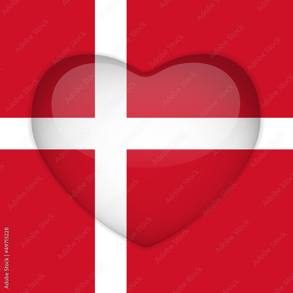 Denmark Flag Heart Glossy Button