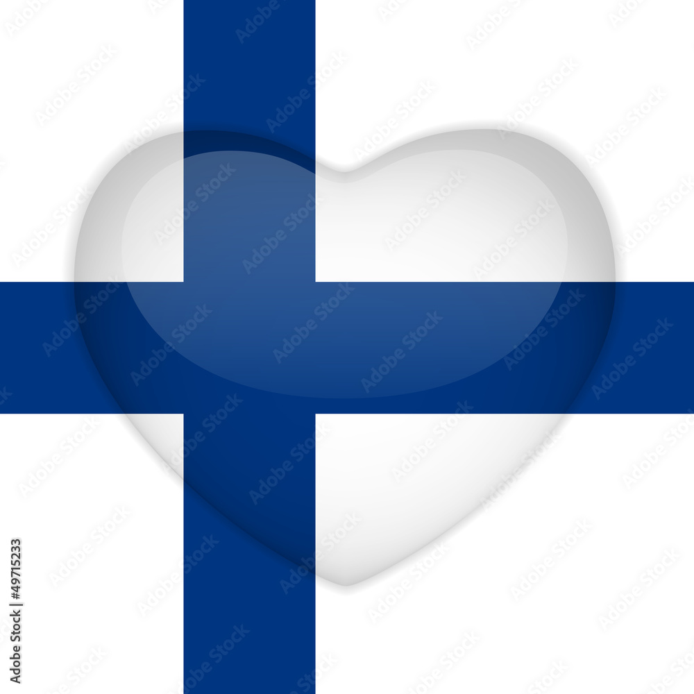 Obraz premium Finland Flag Heart Glossy Button