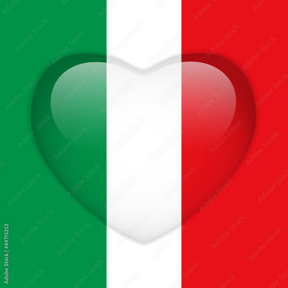 Naklejka premium Italy Flag Heart Glossy Button