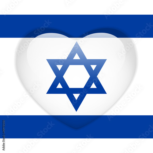Israel Flag Heart Glossy Button