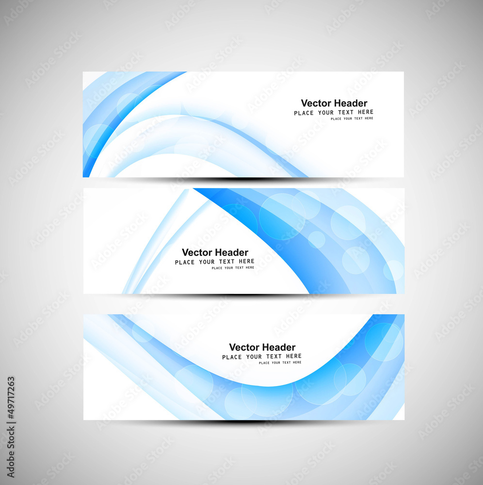 Naklejka premium Abstract header blue wave vector background