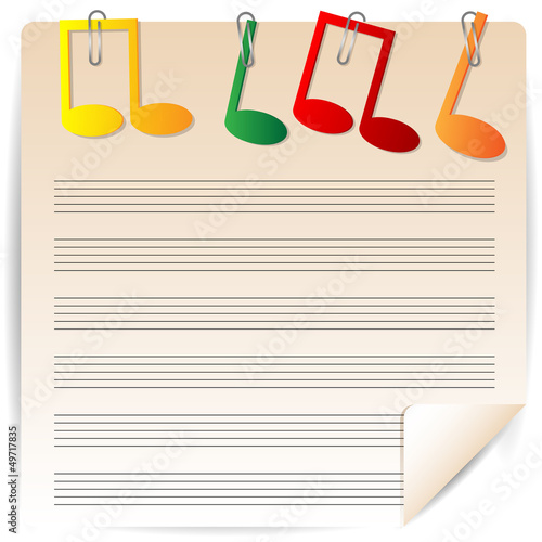 music paper is decorated by varicoloured notes