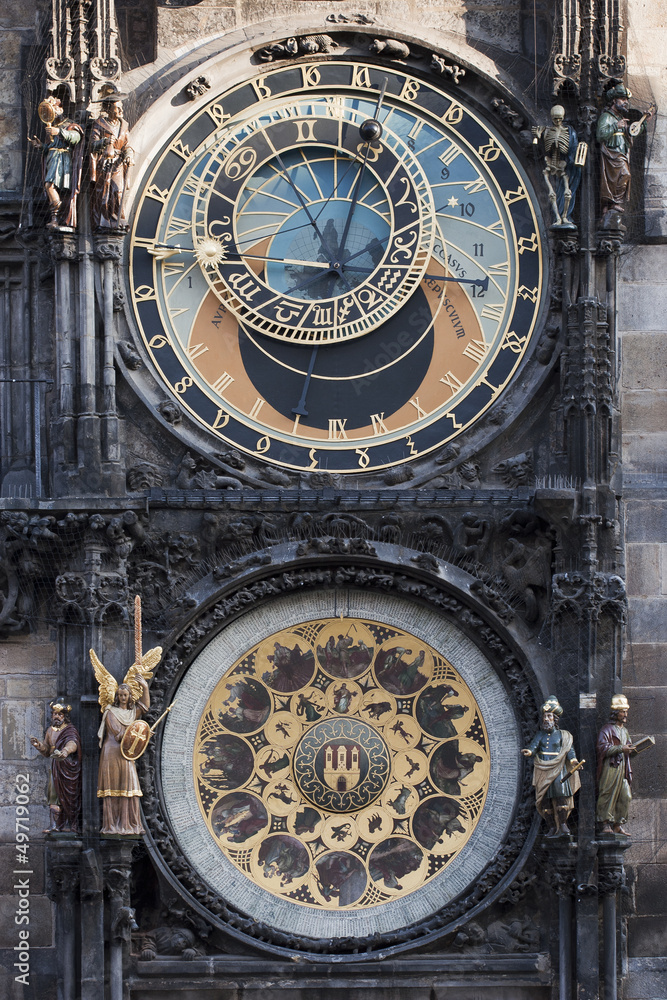 Historical, astronomical clock in the Old Town square in Prague,