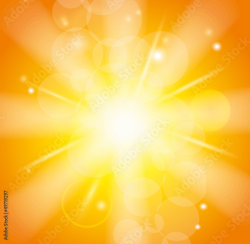 Sun Beams with Orange Yellow Blurred