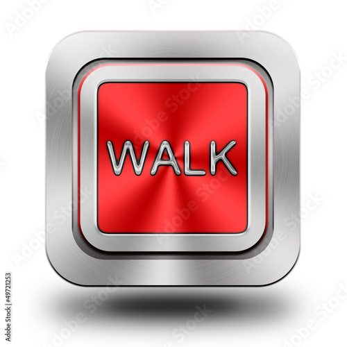 Walk aluminum glossy icon, button