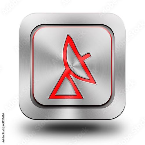 Antenna aluminum glossy icon, button