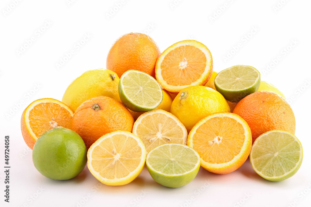 lemon and orange on white