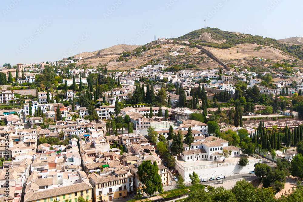 View to Granada from Alhambra Palace Spain
