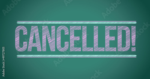 Tablou pe pânză cancelled written with chalk on blackboard