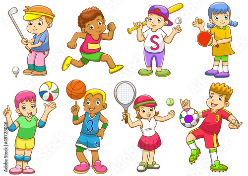 illustration of children playing different sports