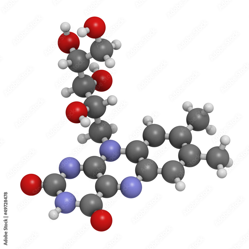 Vitamin B2 (riboflavin) molecule Vitamin B2 (riboflavin) molecule