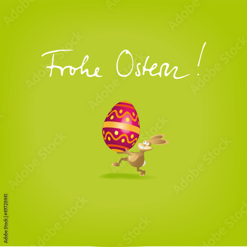 rennender Osterhase mit Osterei