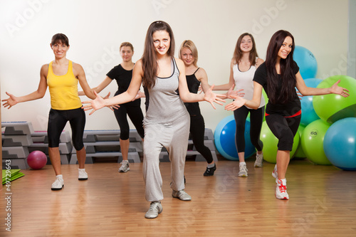 Group training in a gym of a fitness center