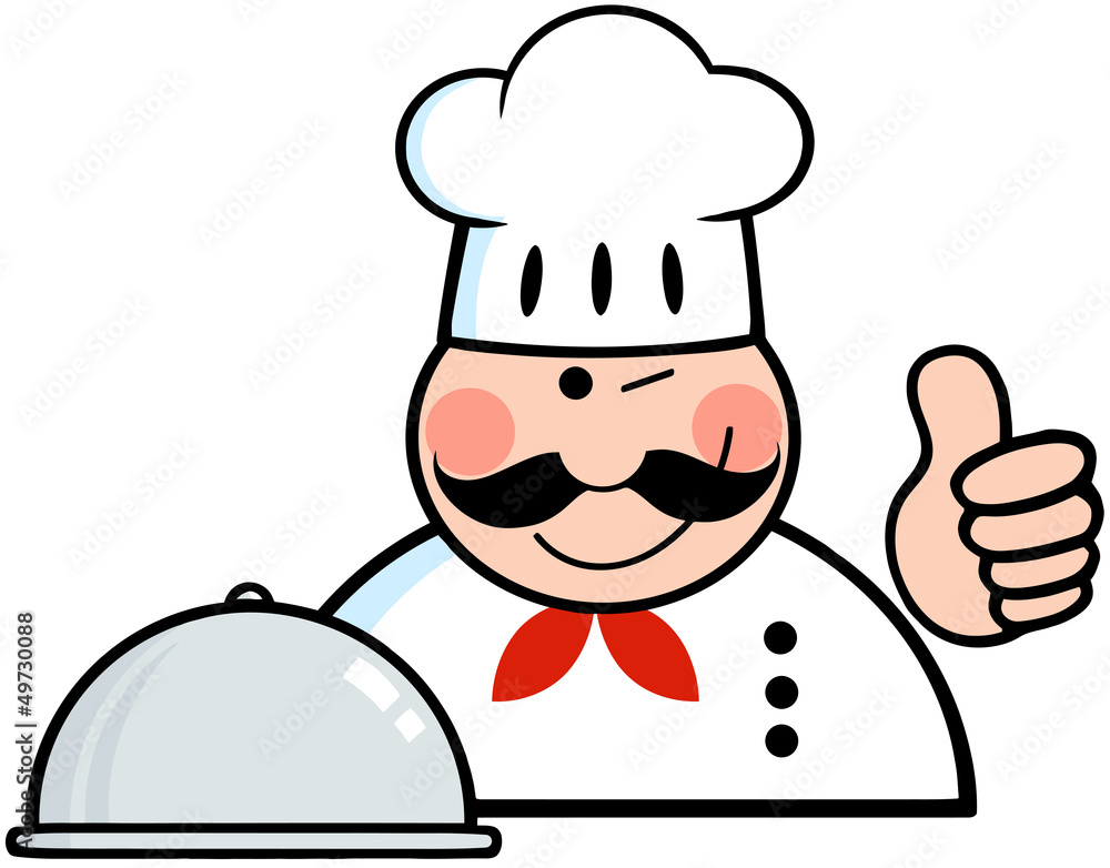 Winked Chef Logo With Platter Showing Thumbs Up Winked Chef Logo With Platter Showing Thumbs Up