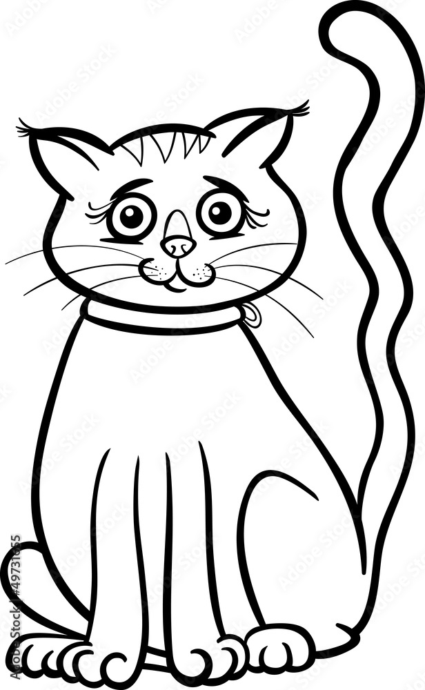 Obraz premium female cat cartoon for coloring book