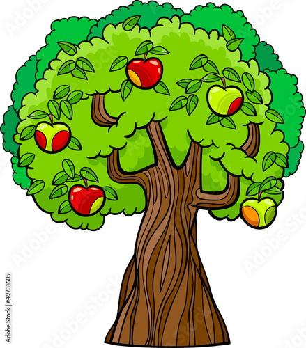 apple tree cartoon illustration