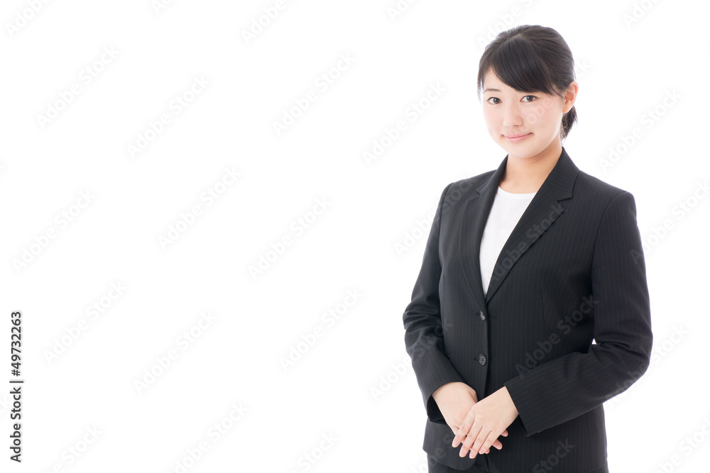 a young businesswoman on white background a young businesswoman on white background