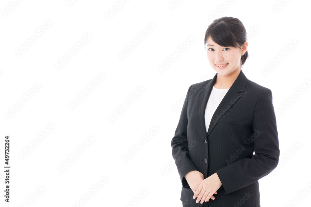 a young businesswoman on white background a young businesswoman on white background