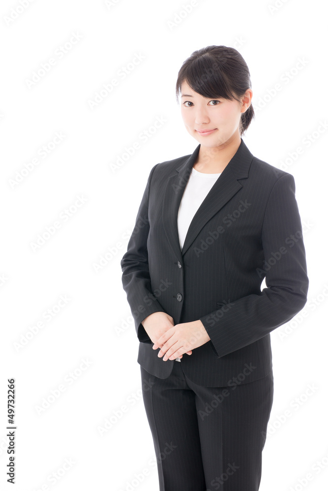a young businesswoman on white background a young businesswoman on white background