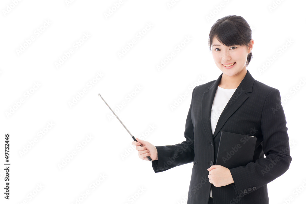 a young businesswoman showing