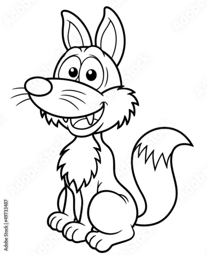 illustration of Cartoon fox - Coloring book