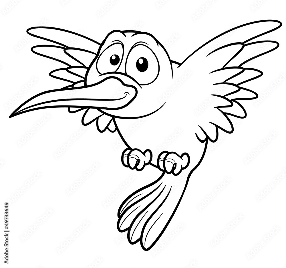 Fototapeta premium illustration of Cartoon Hummingbird - Coloring book