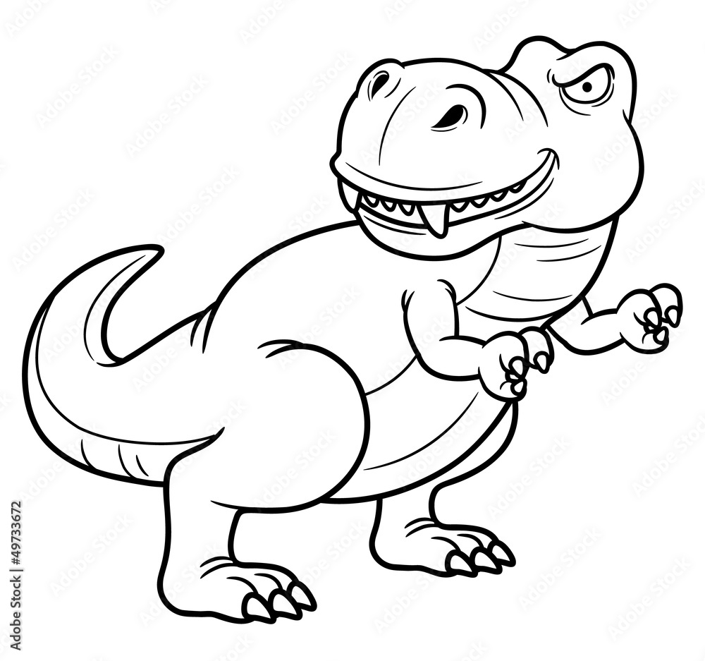 illustration of cartoon dinosaur - Coloring book illustration of cartoon dinosaur - Coloring book