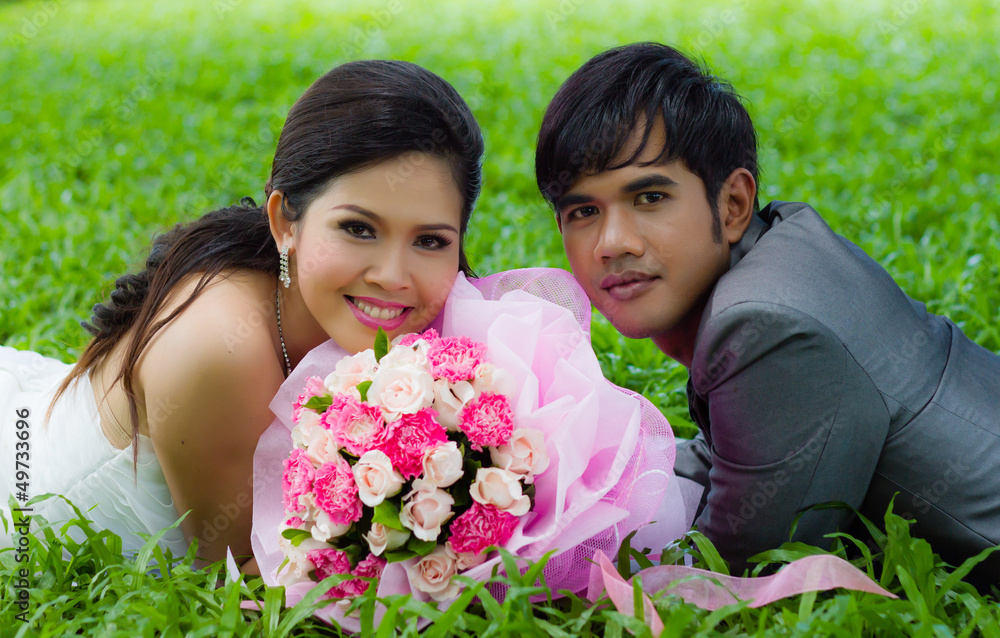 Wedding couple with flower Wedding couple with flower