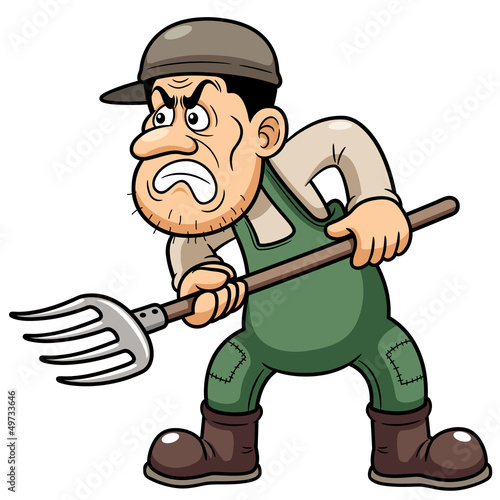 illustration of Cartoon Farmer angry