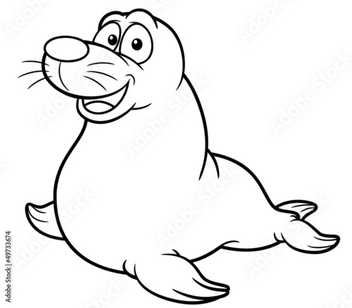 illustration of Cartoon seal - Coloring book