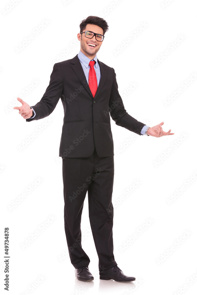 business man wellcomes everybody business man wellcomes everybody