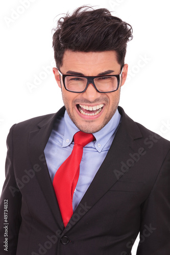 business man smiling crazy