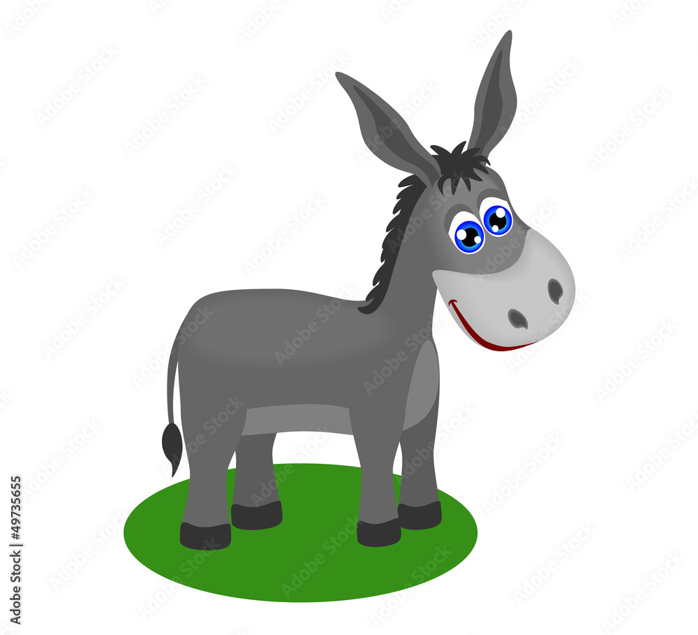 Funny drawing of cute donkey, vector illustration Stock Vector | Adobe ...