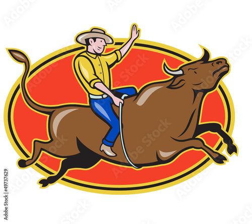 Rodeo Cowboy Bull Riding Retro