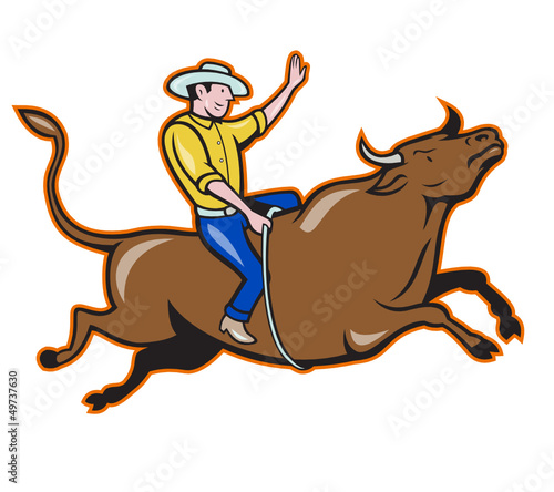 Rodeo Cowboy Bull Riding Retro