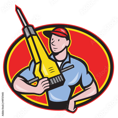 Construction Worker Jackhammer Pneumatic Drill