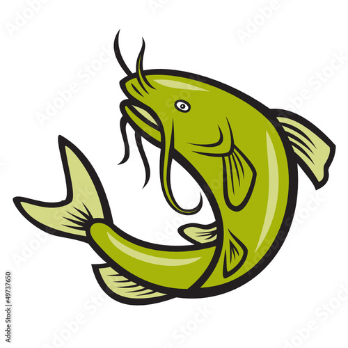 Catfish Fish Jumping Cartoon