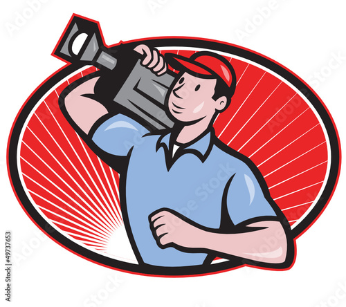 Cameraman Film Crew Carry Camera