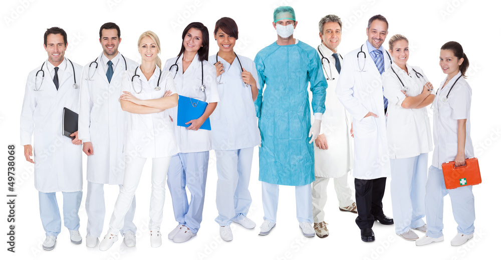 Large group of doctors and nurses