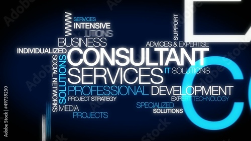 Consultant services professional training tag clouds animation