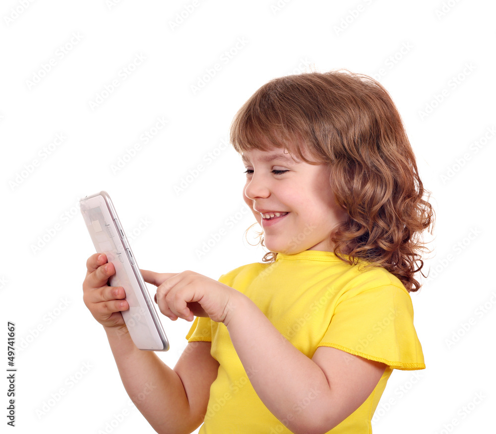 beautiful little girl play with tablet pc portrait beautiful little girl play with tablet pc portrait