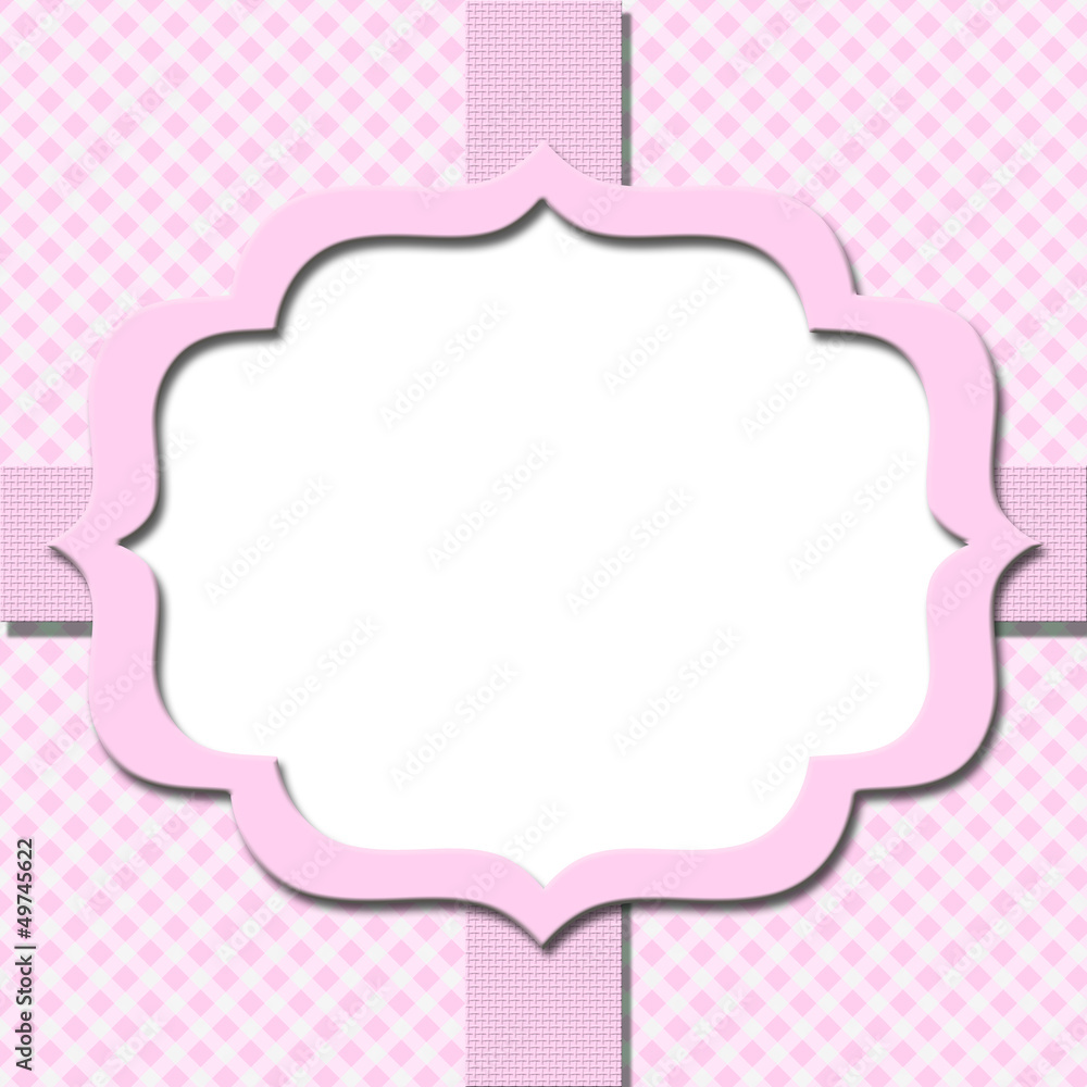 Pink Gingham with Ribbon Background for your message or invitati Pink Gingham with Ribbon Background for your message or invitati