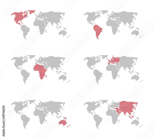 Einzelne Karten von Kontinenten