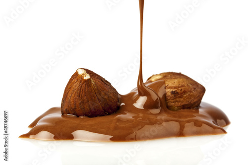 Liquid chocolate and hazelnuts © eyewave